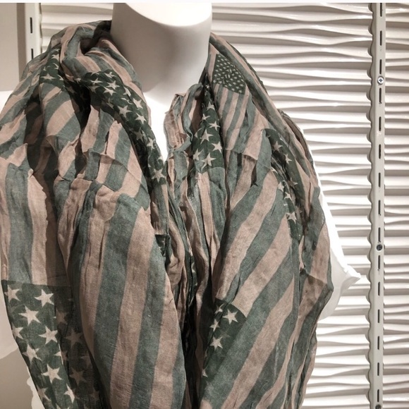 💜 NEW! Green & Tan American Flag infinity scarf! - Picture 2 of 6
